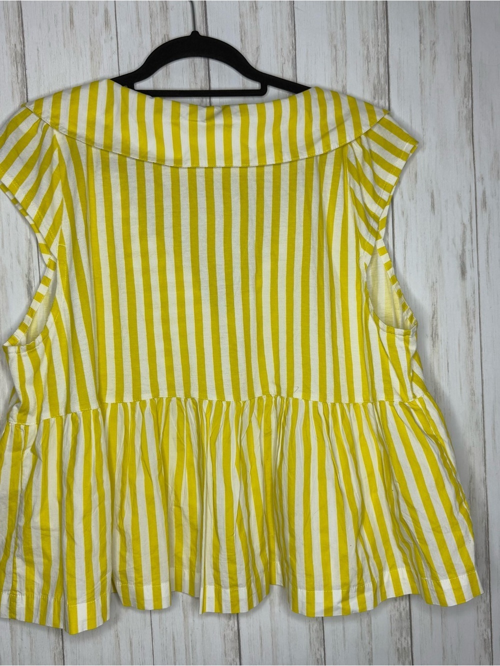 Anthropologie Yellow and White Striped Babydoll Top XL - Picture 6 of 6